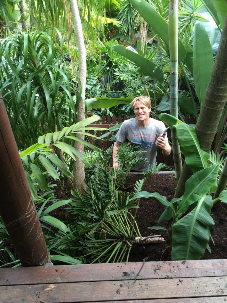 Dan performing Garden Maintenance.